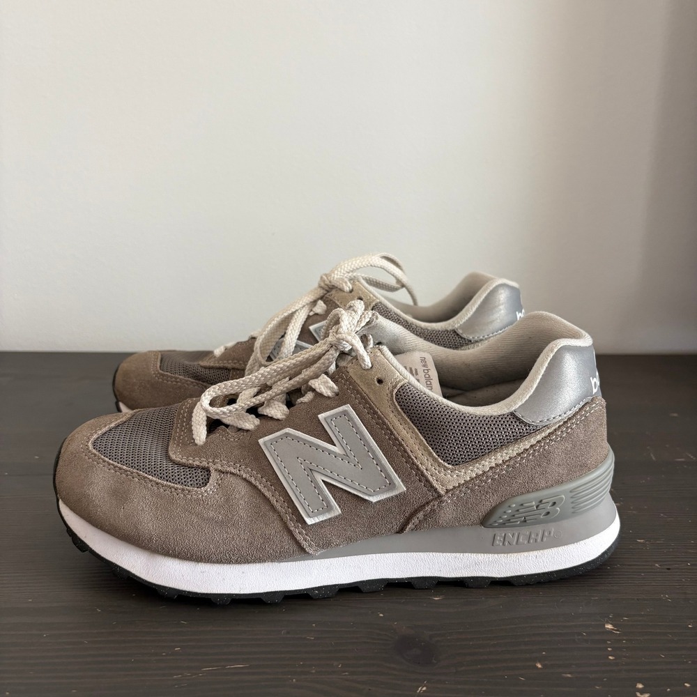 New Balance Sneaker 7.5 Grey Classic 574 Suede Mesh Shoes